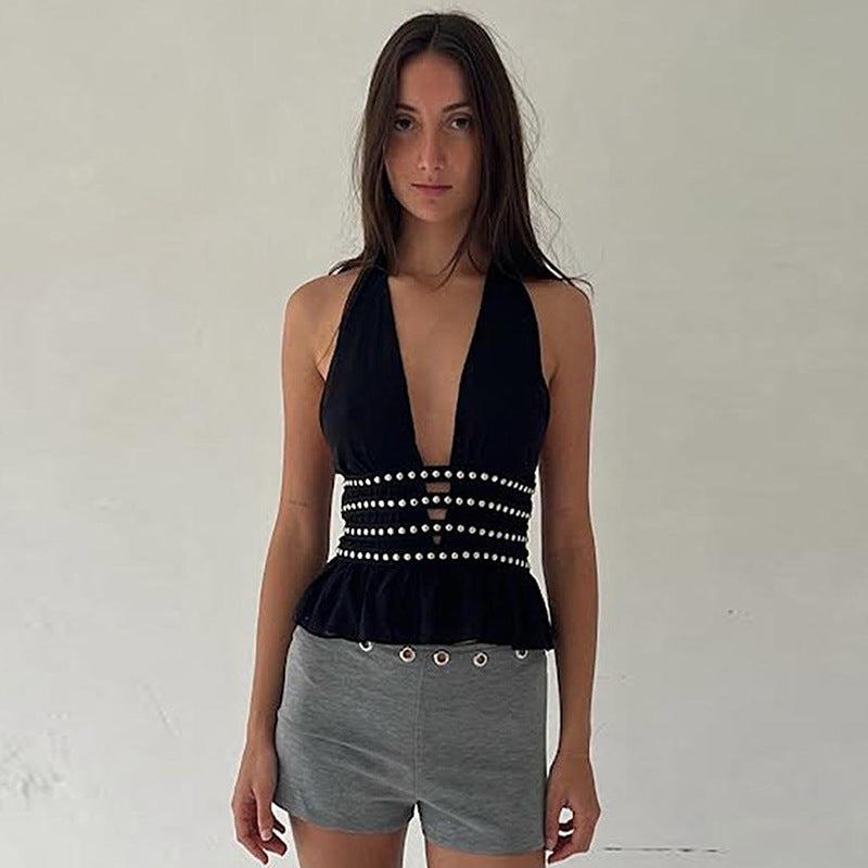 Deep-V Halter Tank Top In European And American Style