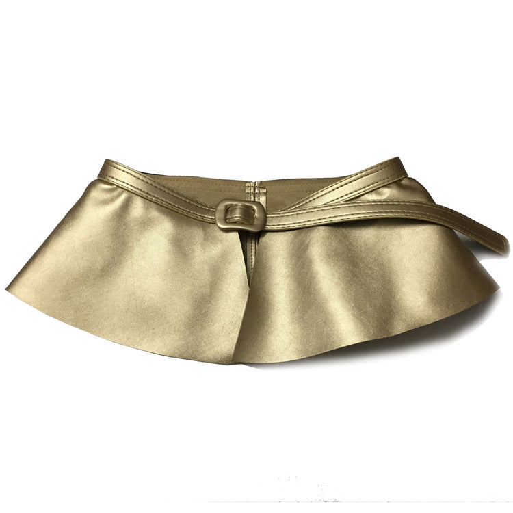European And American Women's Lychee Pattern Skirt Waistband Can Shrink Ruffled Fashion All-match Korean Women's Belt