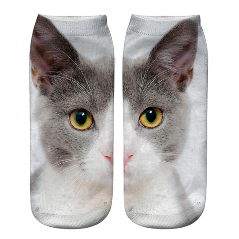 Cat Eye 3D Printing Heat Transfer Short Socks
