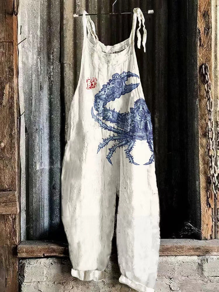 3D-printede fashionable alsidige afslappede jumpsuitbukser til kvinder
