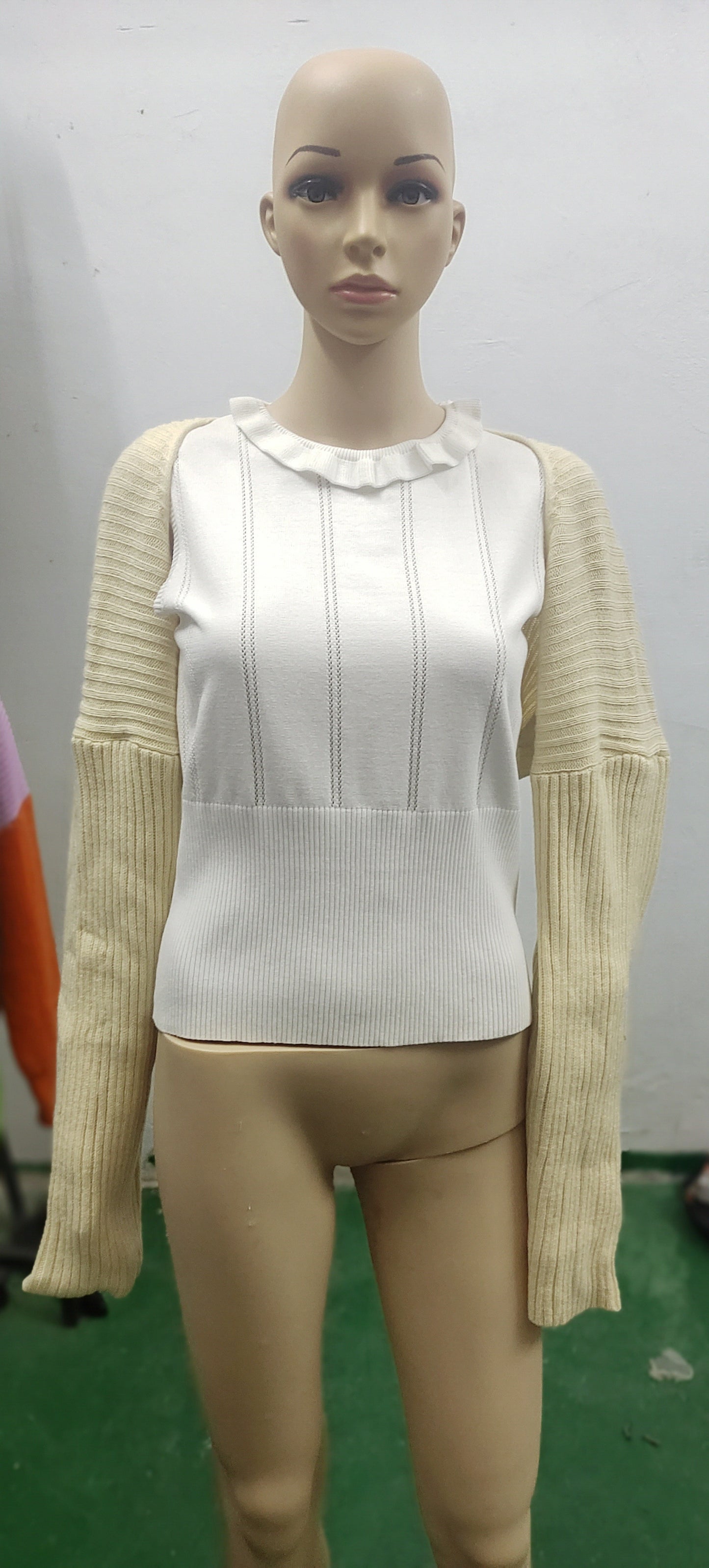 Wool Knitted Sexy Solid Color Ultra Short Long Sleeve