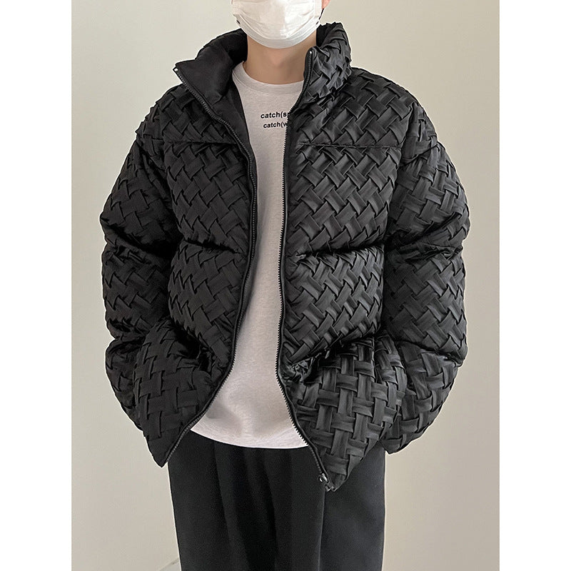 Weaving Stand-up Collar Cotton-padded Clothes In Winter