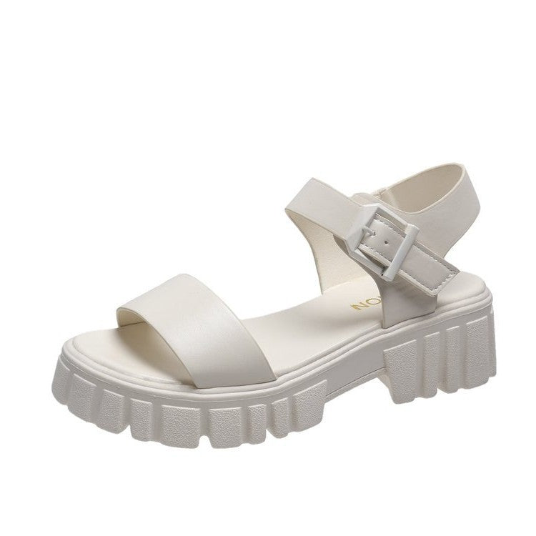 Women's Peep Toe Ankle-strap Buckle Platform Sandals