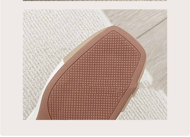 Bow Knot Sweet Colorblock Chunky Heel Slip-on Shoes