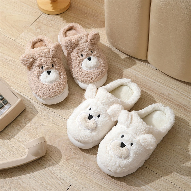 Winter New Cute Cartoon Bear Cotton Slippers Household