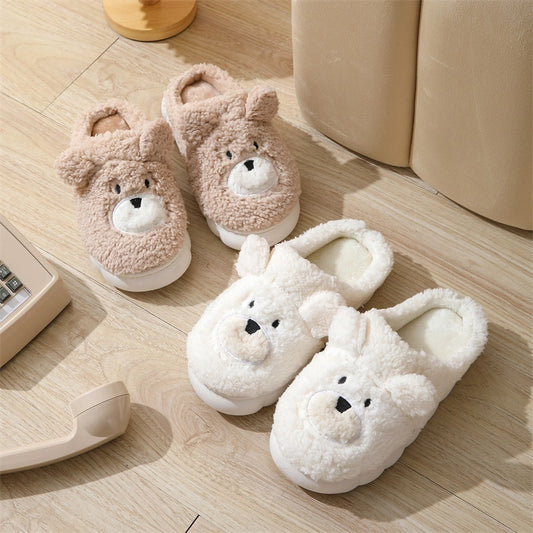 Winter New Cute Cartoon Bear Cotton Slippers Household