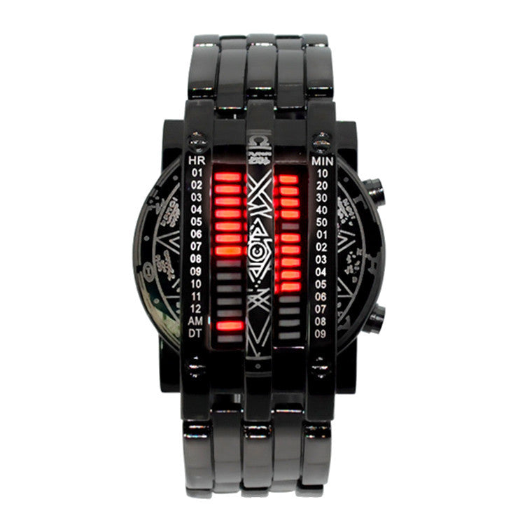 Creative Double Row Light Binary Steel Band LED Watch