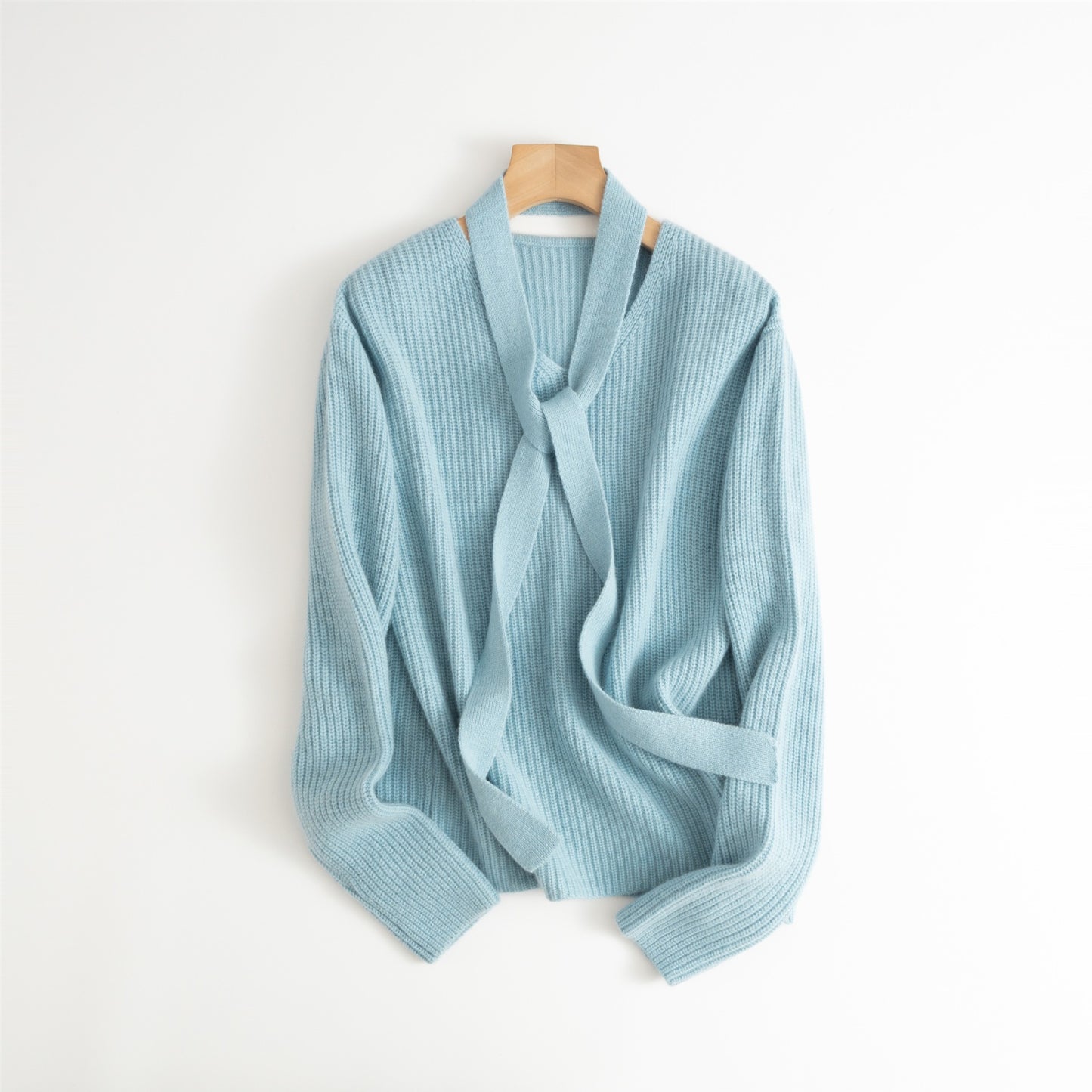 Halter Ribbon Raccoon Velvet V-neck Sweater