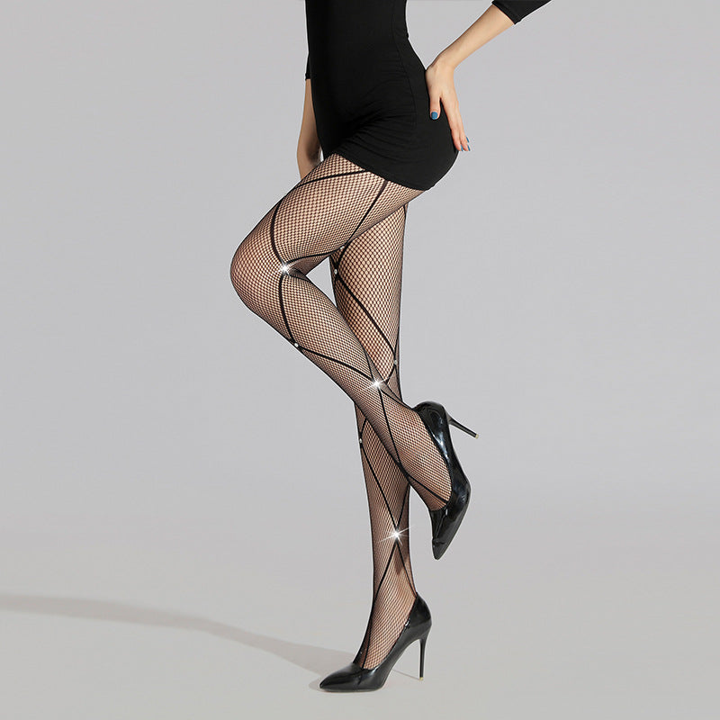 Rhombus Point Diamond Bag Hip Fishnet Stockings