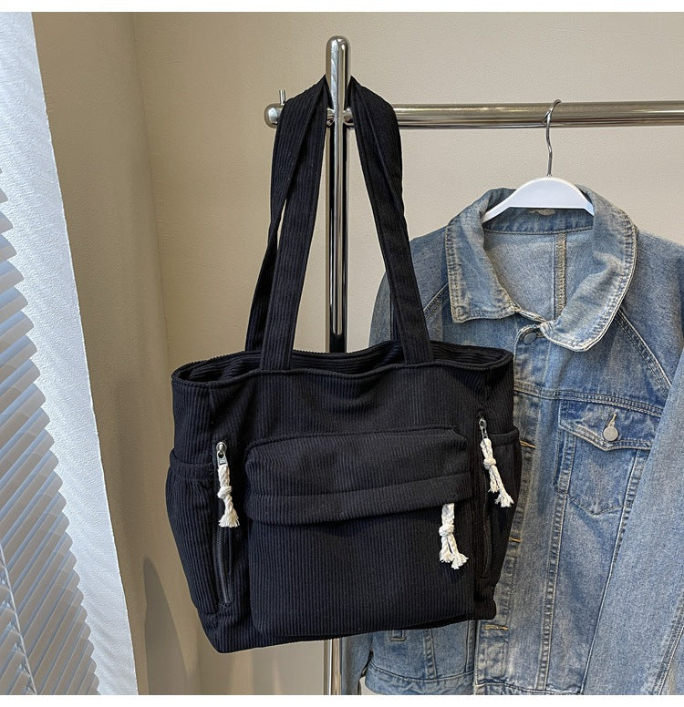 Corduroy Casual Versatile Large Capacity Bag