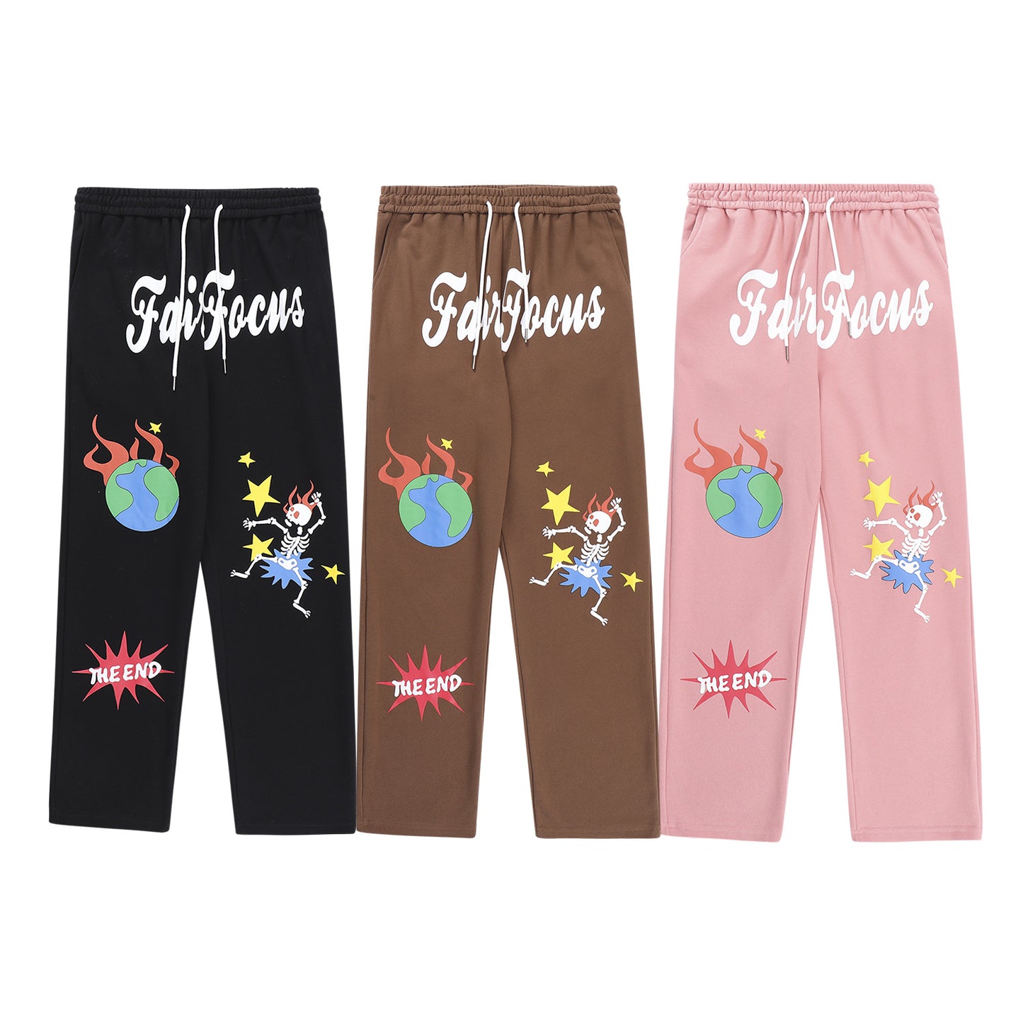 Foam Printed Straight Casual Trousers