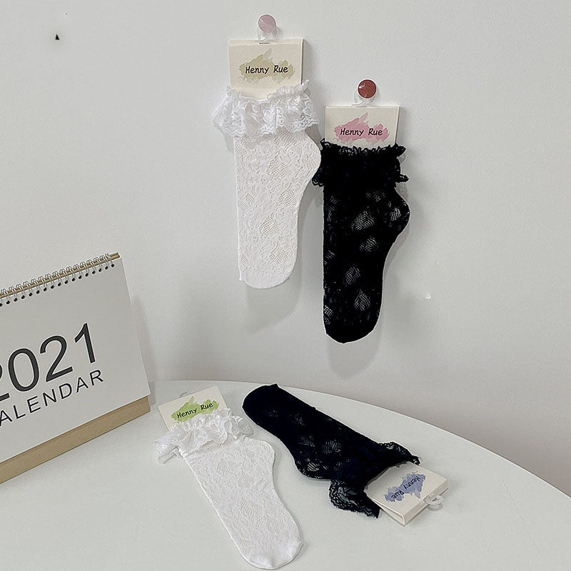 Fashion Simple Hollow Mesh Lace Women's Socks