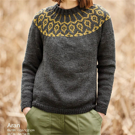 Women's Round Neck Multicolor Loose Fashion Pullover Sweater