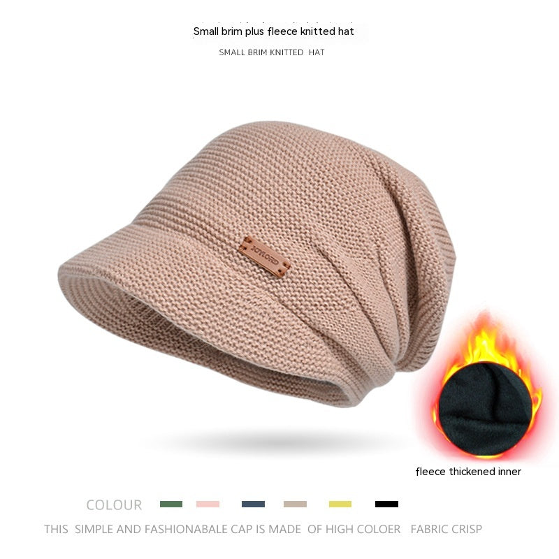 Fleece-lined Pile Heap Cap Female Outdoor Keep Warm Pullover Hat Confinement Cap