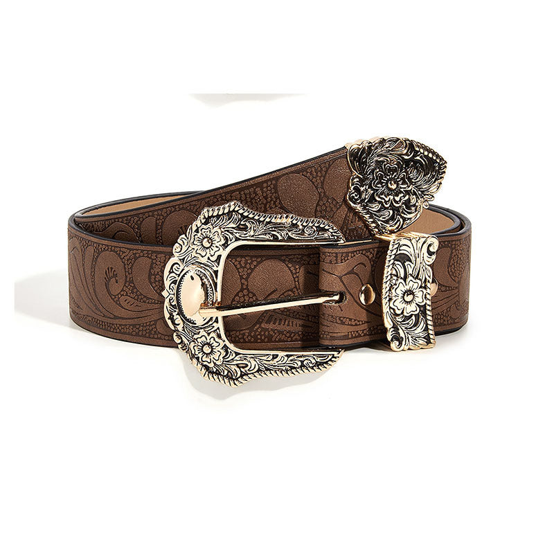 Brown Texture Niche Pin Buckle Belt