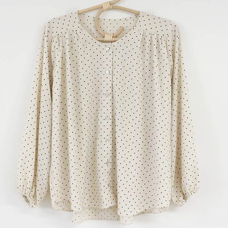 Slimming Polka Dot Shirt Simple Temperament