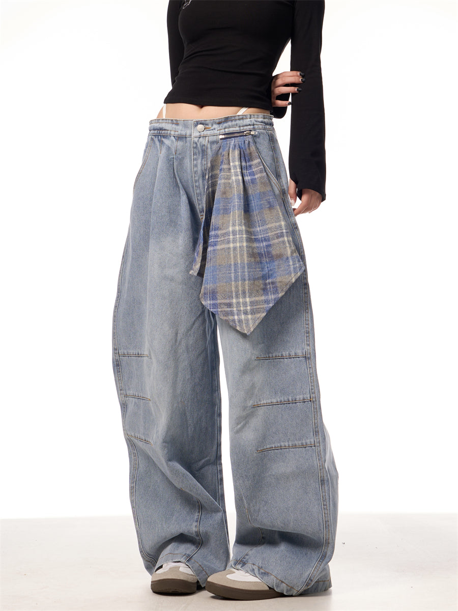 Retro Machete Lynlås Aftagelig Firkantet Tørklæde Profil Jeans