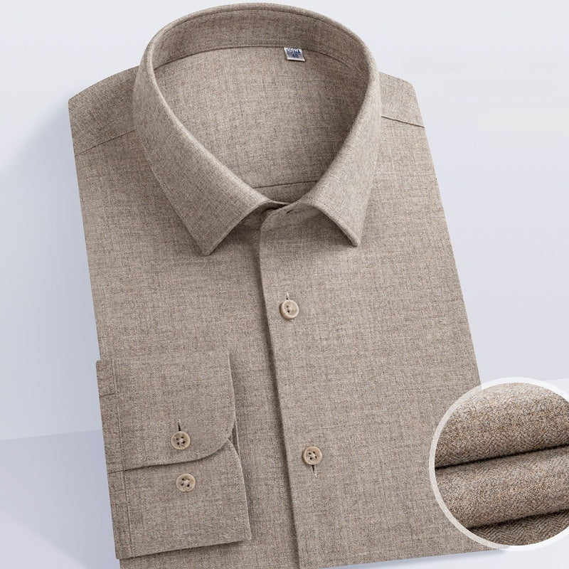 Mens Solid Color Brushed Thicker Long Sleeve Shirt Top