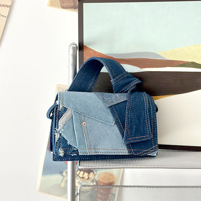 Denim Stitching Crossbody Bag Girls