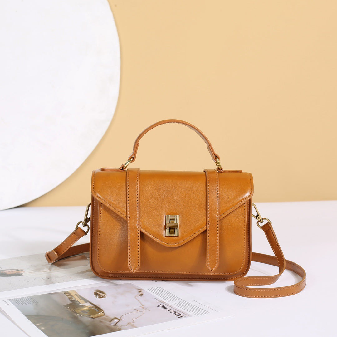 Full-grain Vegetable-tanned Cowhide Tote Bag With Large Capacity