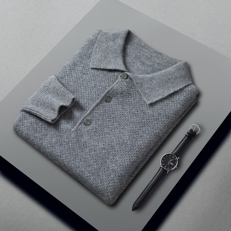 Polo Collar Men's Cashmere Shirt Collar Knitting
