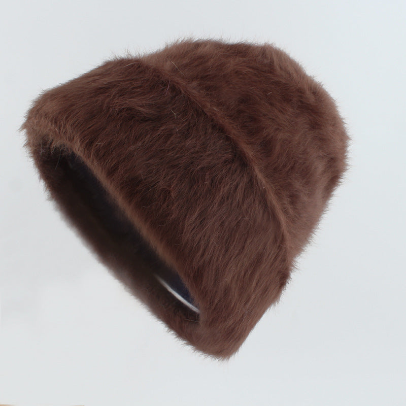 Plush and gentle rabbit hair knitted pile hat
