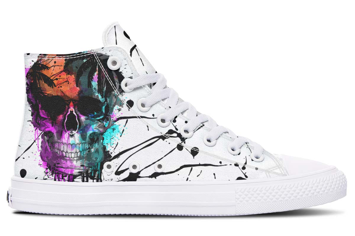 Men's And Women's Fashion Color Printing High-top Canvas Shoes