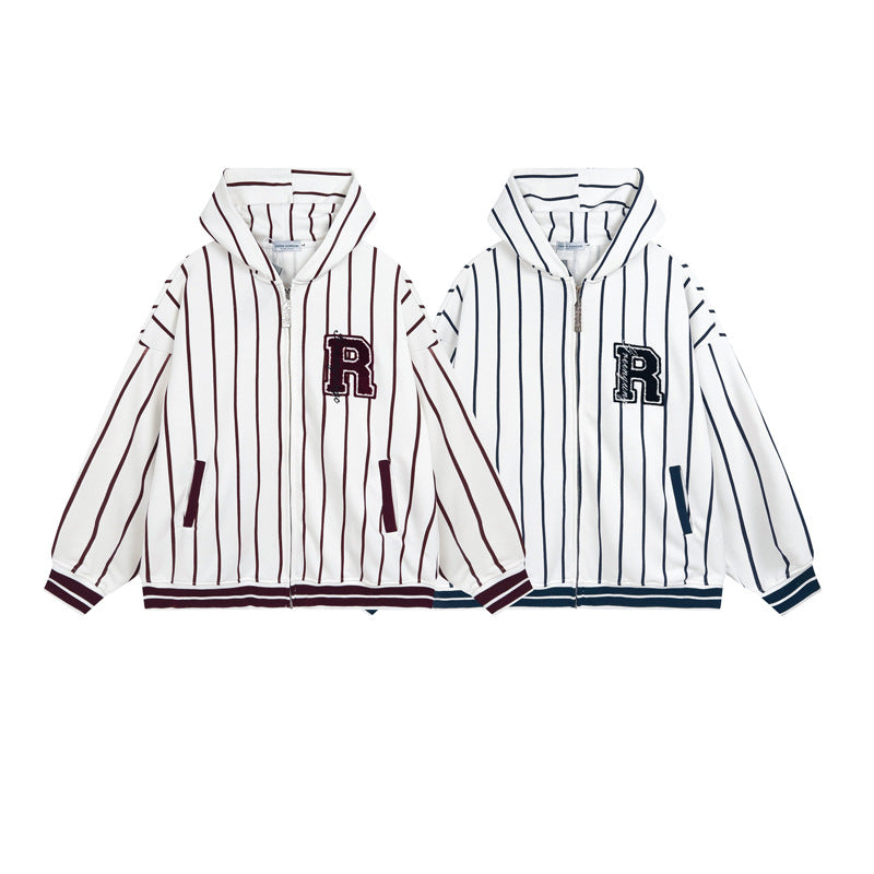Blue And White Striped Hip Hop Street Retro Wear Autumn And Winter Thin Sweater