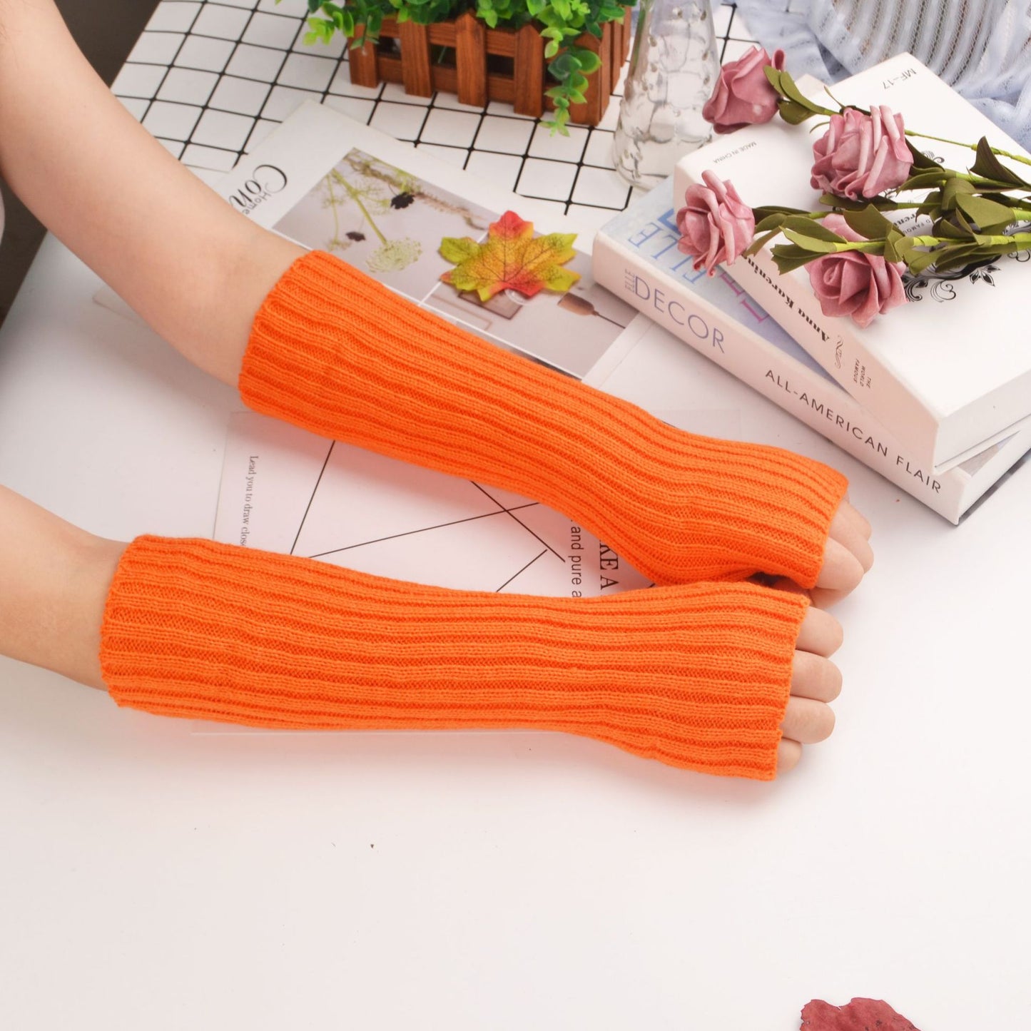 Sleeves Korean Knitted Women's Thermal Insulation