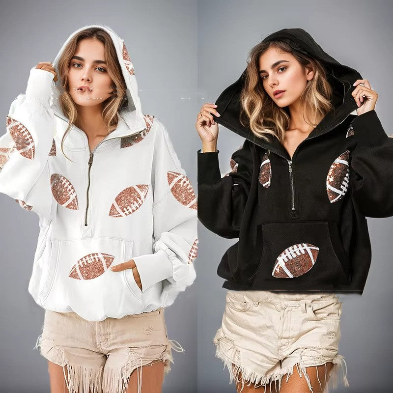Hooded Long Sleeve Kangaroo Pocket Women's Sweater