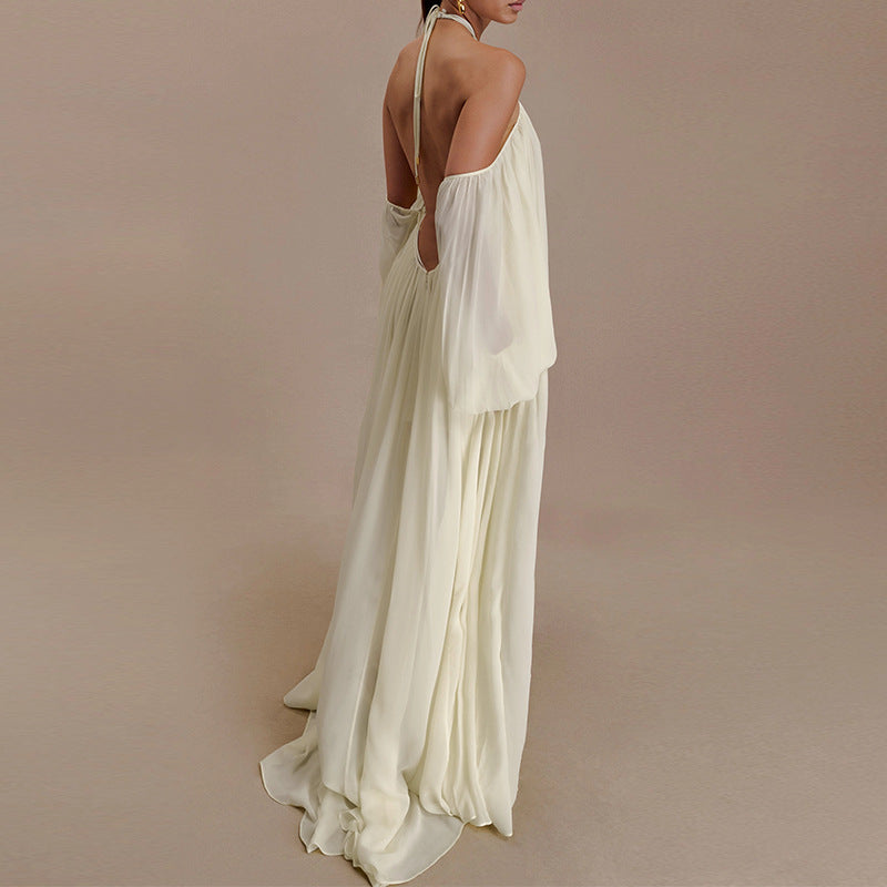 Women's Sexy Halterneck Backless Loose Simple Dress