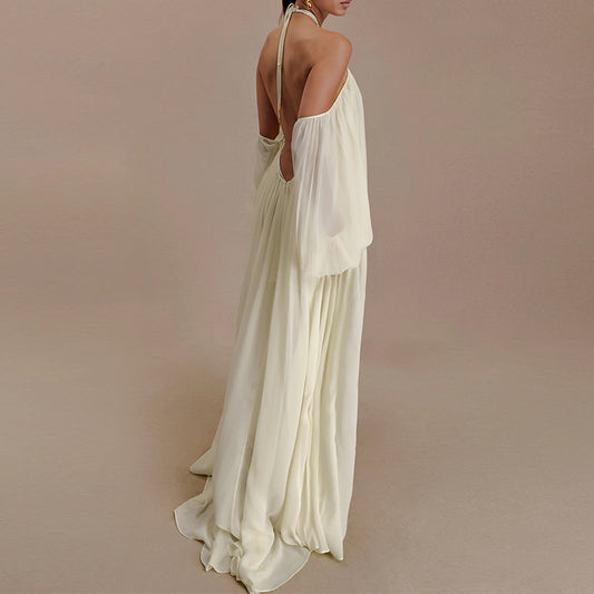 Women's Sexy Halterneck Backless Loose Simple Dress