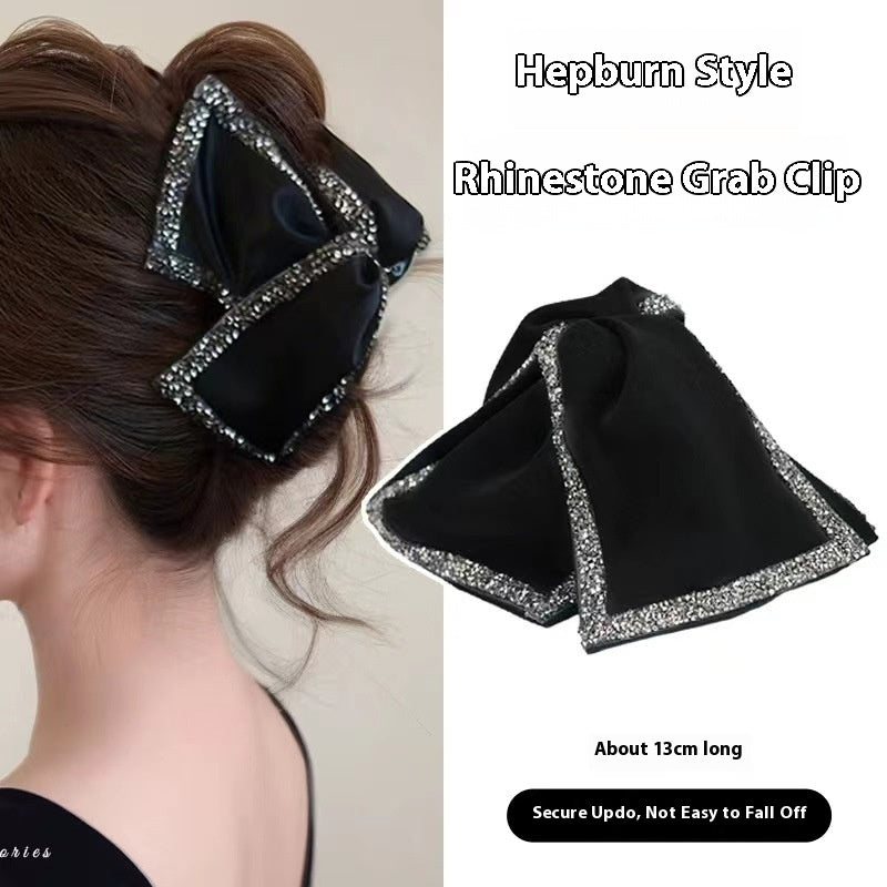 High-end Hepburn Style Louis Grip New Black Crystal
