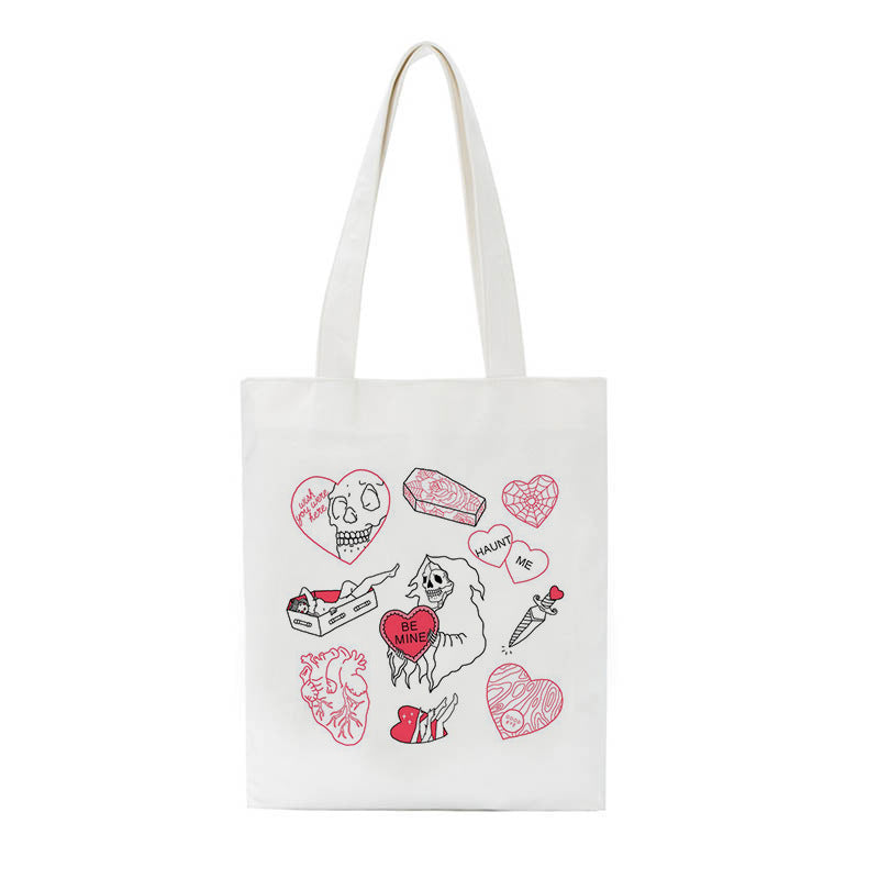 Printed Canvas One Shoulder Portable Shopping Bag