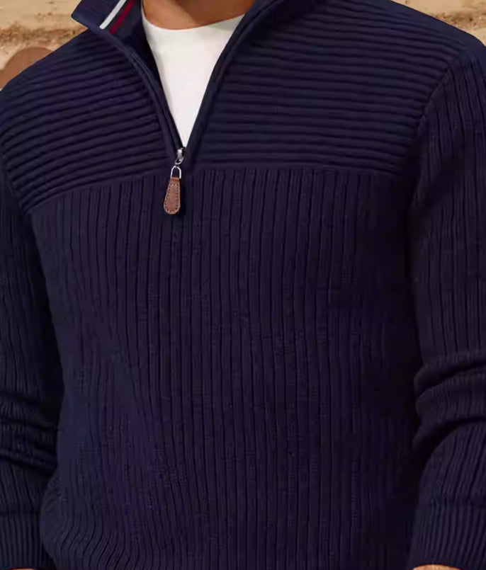 Halvlynlås Sweater med Ståkrave til Mænd
