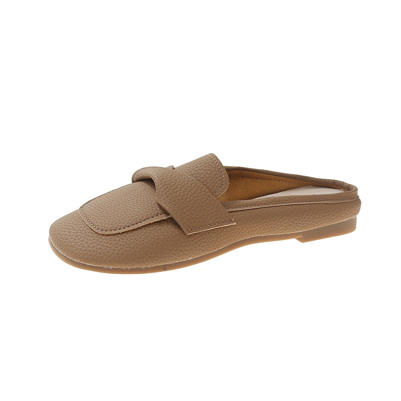Closed Toe Loafers Half Slippers Women Soft Bottom Heel Grandma Shoes Sandals Women