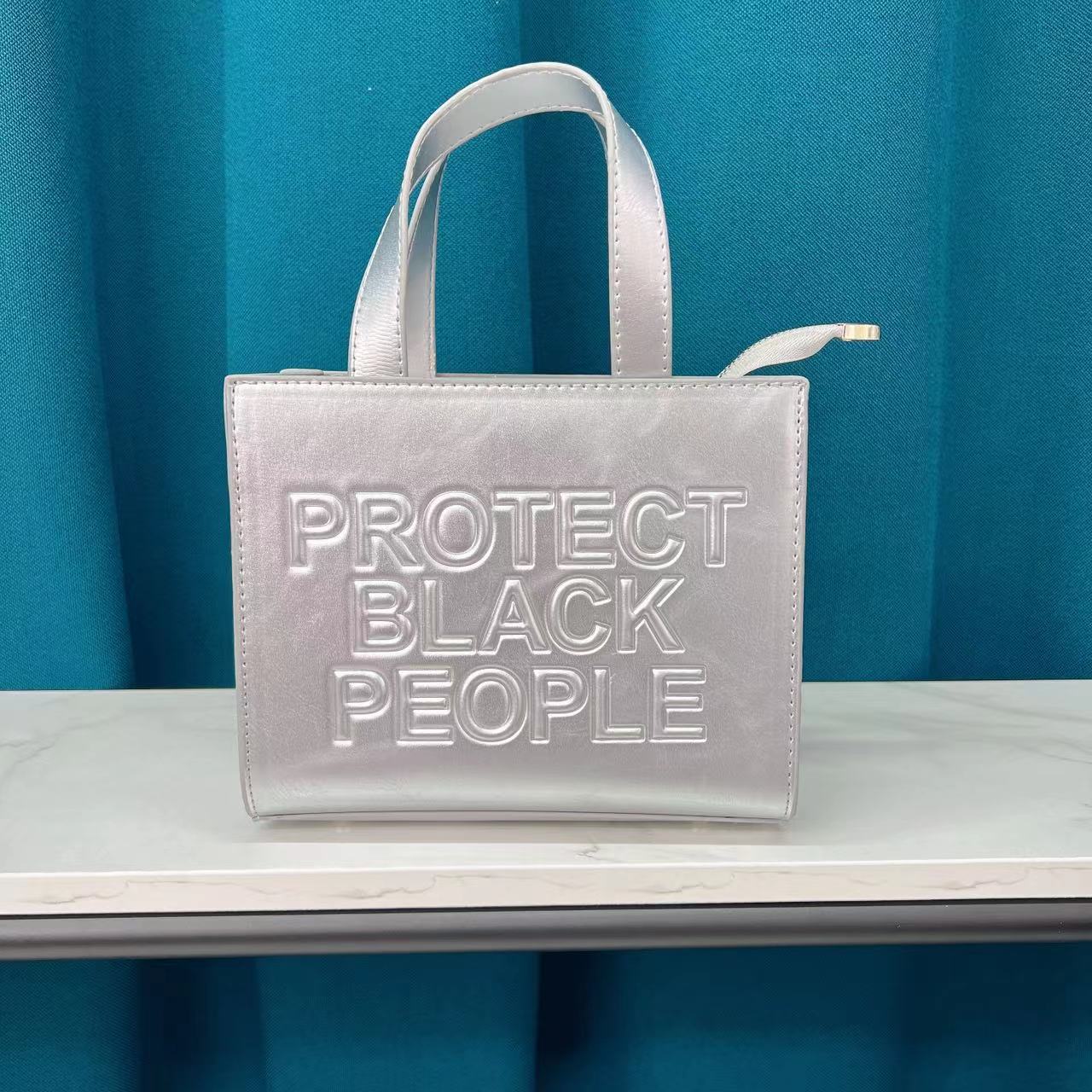 Small Square Bag Simple Casual Texture Shoulder Messenger Bag PU Leather Embossed Letters