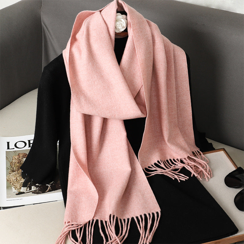 Solid Color Maillard Scarf Cashmere-like Women Warm Shawl