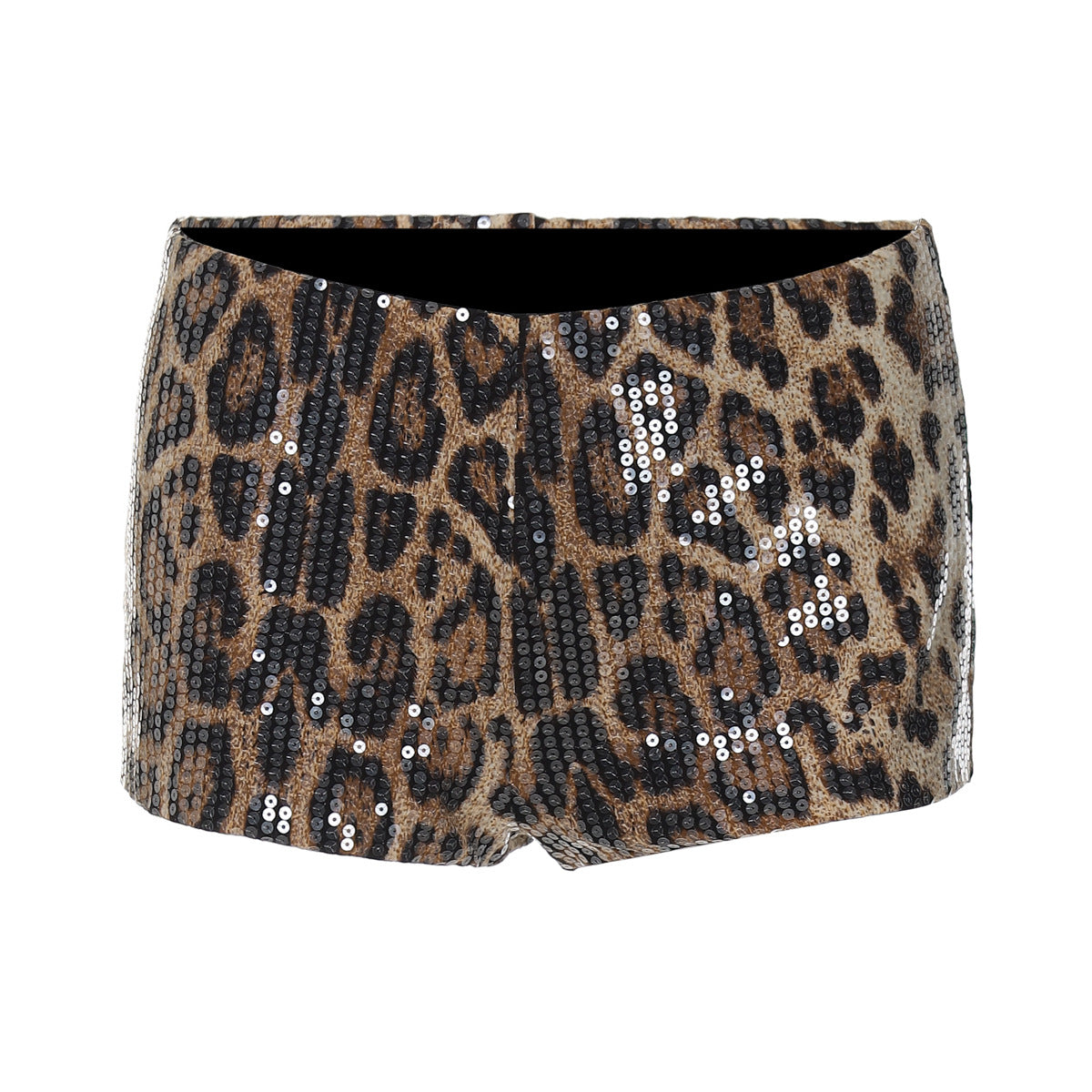 Paillet Leopardmønster Ultra Natklubstil Skinny Alsidige Shorts