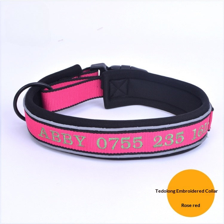 Personalized Embroidered Soft Dog Collar With Anti-Lost Feature