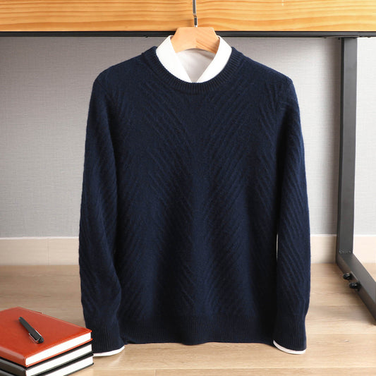 Cashmere Men's Round Neck Padded Sweater