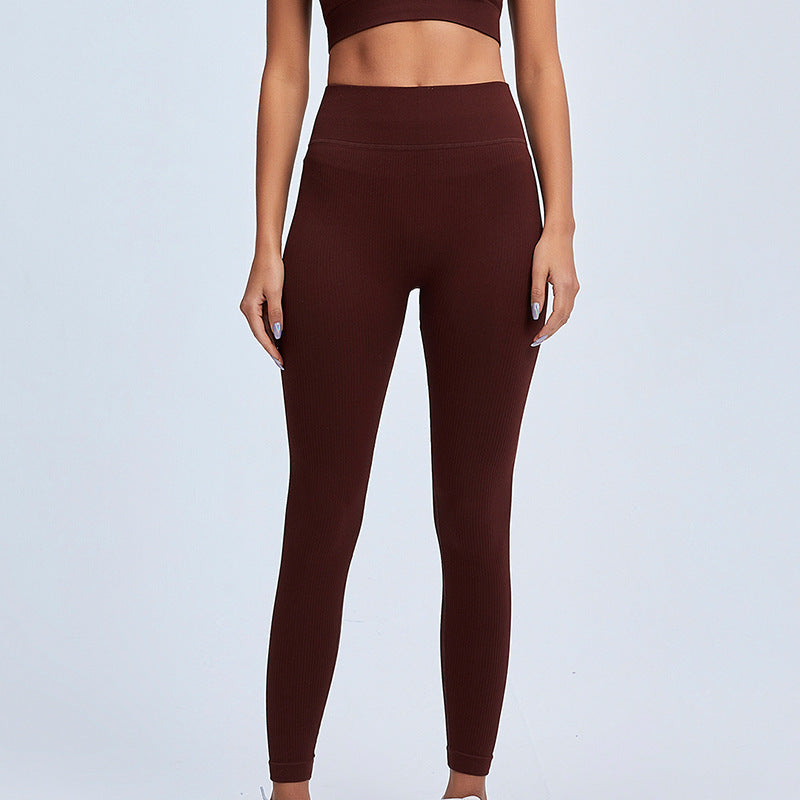 High-waisted Ribbed Yoga Pants For Cycling