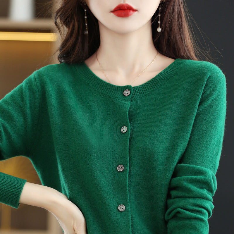 New Womens Short Long-sleeved Knitted Cardigan Sweater