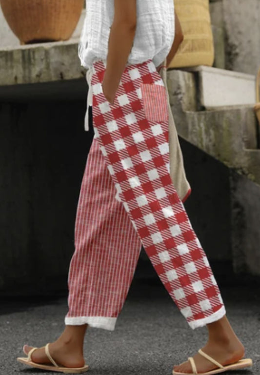 3D Digital Printing Cotton And Linen Simplicity Rag-eared Casual Pants Printable Type