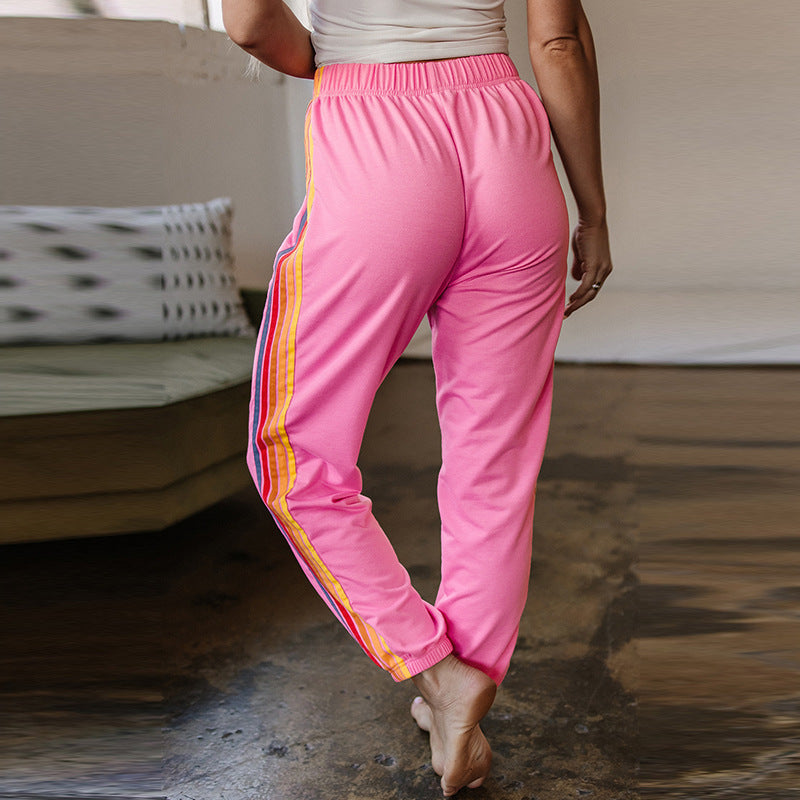 All-match Color Matching Ankle Banded Pants