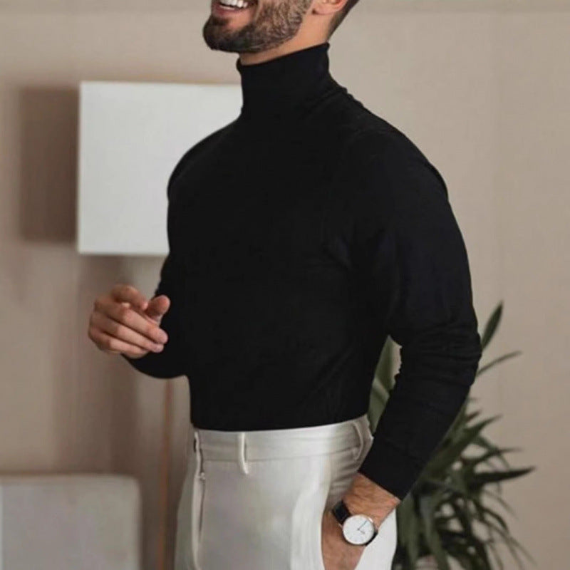 Autumn And Winter Turtleneck Cotton Sweater Male Long Sleeves Inner Wear Men's Knitwear