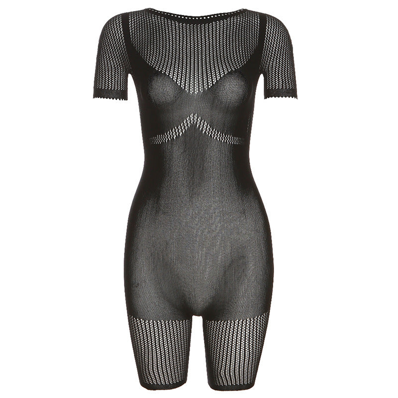 Sommer jumpsuit til kvinder - udhulet, figursyet, strikket, højtaljet, afslappet