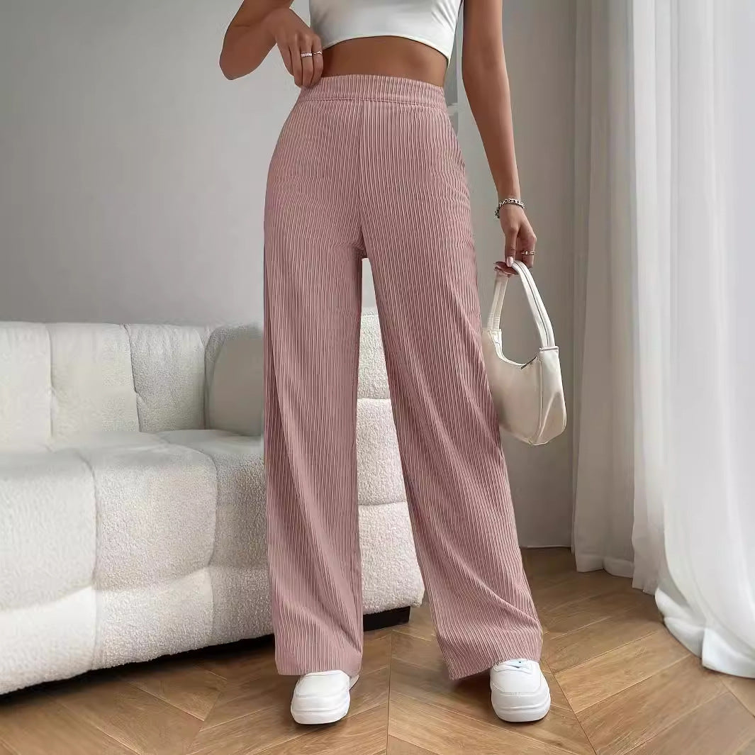 High Waist Loose Wide Legs All-matching Corduroy Casual Straight Pants