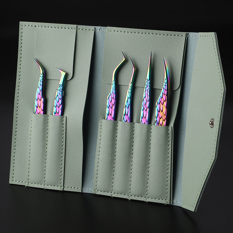 Colorful Stainless Steel Grafting Eyelash Tweezers Full Series Manicure Implement