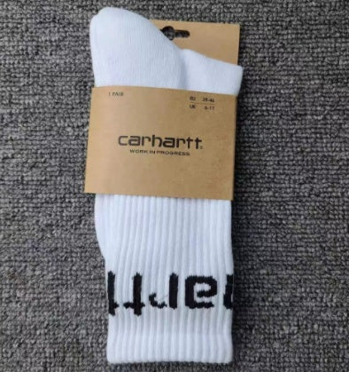 Gold Embroidered Sports Style With Letters Socks